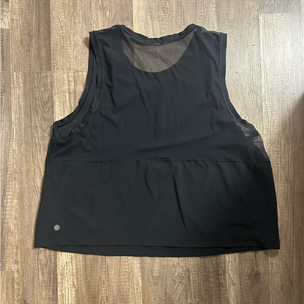 Athleta Black Sleeveless Mesh Top